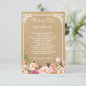 Carte D'accompagnement Puits de Vœux de Mariage Kraft Floral Rustique (Debout devant)