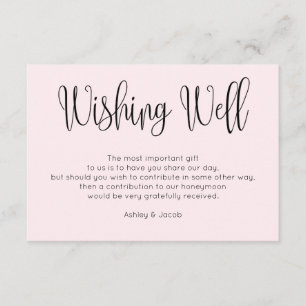 Carte D'accompagnement Puits de vœux de mariage moderne rose. Simple roug