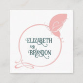 Carte D'accompagnement Puits de vœux de mariage papillon rose Art Nouveau (Dos)