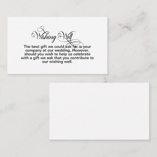 Carte D'accompagnement Puits de voeux de mariage simple (Devant / Derrière)