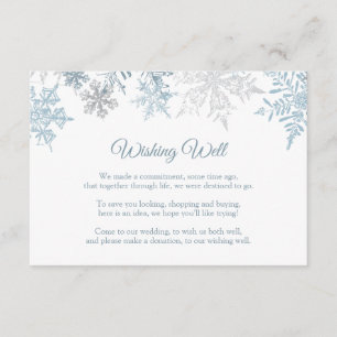 Carte D'accompagnement Puits de vœux pour mariage d'hiver, flocon de neig