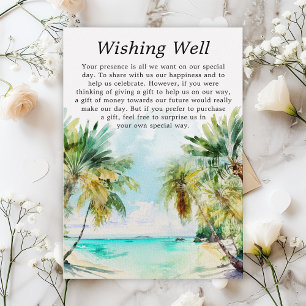 Carte D'accompagnement Puits de vœux pour mariage sur une plage tropicale
