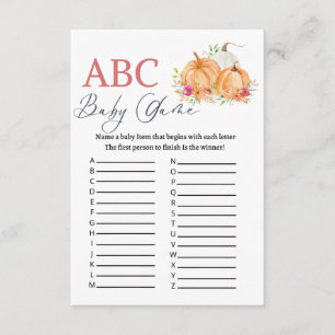 Carte D'accompagnement Pumkin ABC jeu de baby shower