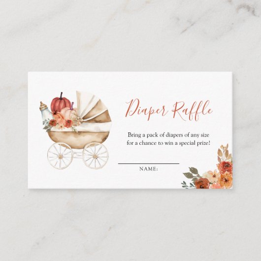 Carte D'accompagnement Pumpkin Stroller Floral Baby Shower Diaper Raffle (Devant)