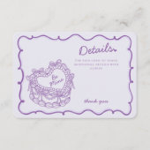 Carte D'accompagnement Purpl Bow Coquette Coeur rétro Détails du gâteau I (Devant)