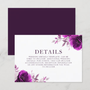 Carte D'accompagnement Purple Amethyst & Indigo, Lilac Détails du Mariage