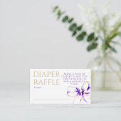 Carte D'accompagnement Purple and Gold Bow Diaper Raffle Ticket (Debout devant)