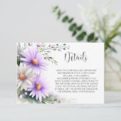 Carte D'accompagnement Purple and White Daisies Wedding Details (Debout devant)