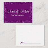 Carte D'accompagnement Purple and White Graduate Words of Wisdom Advice (Devant / Derrière)