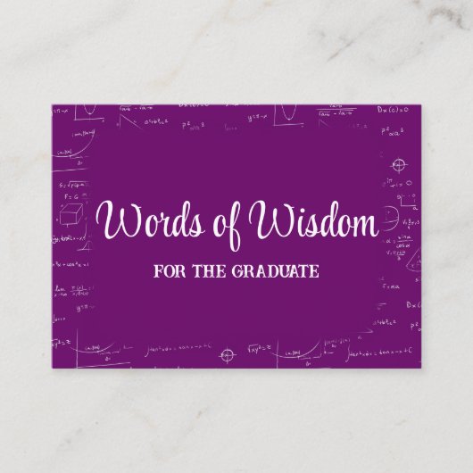 Carte D'accompagnement Purple and White Graduate Words of Wisdom Advice (Devant)