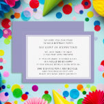 Carte D'accompagnement Purple Blanc Foie 5 Dollars Anniversaire<br><div class="desc">Enceinte d'invitation de fête d'anniversaire de frisson pour enfant violet et blanc (5 dollars). Un anniversaire de Foie est une nouvelle tendance dans les fêtes d'anniversaire pour les enfants. Les fêtes de frisson peuvent enseigner aux enfants la valeur de l'argent tout en permettant aux invités de la fête d'anniversaire de...</div>