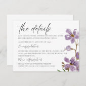 Carte D'accompagnement Purple Boho Aquarelle Orchidées Réception de maria (Devant / Derrière)