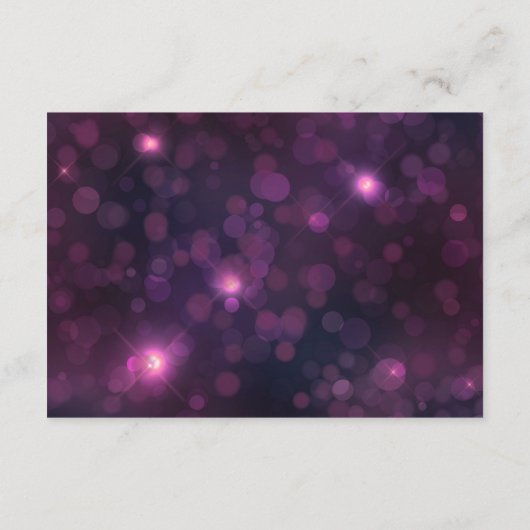 Carte D'accompagnement Purple Bokeh Sparkle Argent String Mariage (Dos)