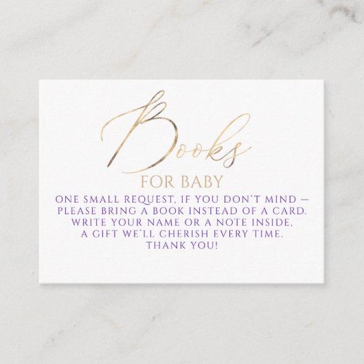 Carte D'accompagnement Purple Books For Baby Request (Devant)