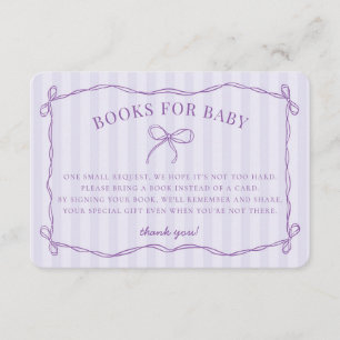 Carte D'accompagnement Purple Coquette Bow Pastel Douche Livres pour bébé