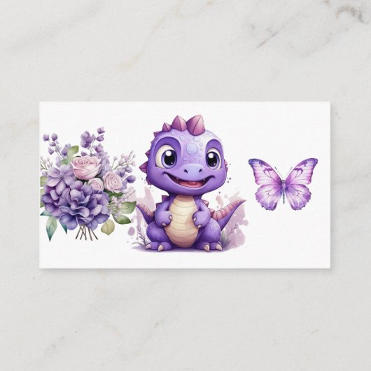 Carte D'accompagnement Purple Dinosaure Floral Girl Livres Pour Bébé (Dos)