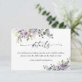 Carte D'accompagnement Purple Floers Wedding Website QR Code Details  (Debout devant)