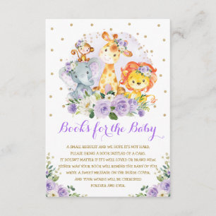 Carte D'accompagnement Purple Floral Safari Wild Animals Livres pour bébé