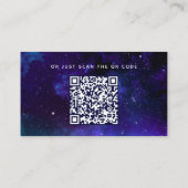 Carte D'accompagnement Purple Galaxy Wedding Details + QR Code. Celestial (Dos)
