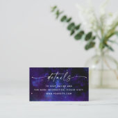 Carte D'accompagnement Purple Galaxy Wedding Details + QR Code. Celestial (Debout devant)