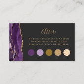 Carte D'accompagnement Purple Gold Agate Mariage foncé Code vestiaire (Devant)