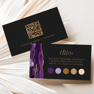 Carte D'accompagnement Purple Gold Agate Mariage foncé Code vestiaire