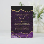 Carte D'accompagnement Purple & Gold Agate Mariage Honeymoon Fund (Debout devant)