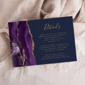 Carte D'accompagnement Purple Gold Agate Navy Blue Détails du Mariage