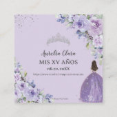 Carte D'accompagnement Purple Lilac Floral Argent Quinceañera QR Code (Dos)