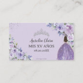 Carte D'accompagnement Purple Lilac Floral Argent Quinceañera QR Code (Dos)