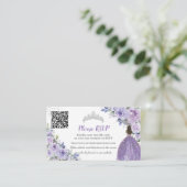 Carte D'accompagnement Purple Lilac Floral Argent Quinceañera QR Code (Debout devant)