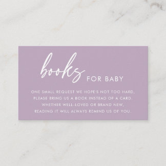Carte D'accompagnement Purple Minimalist Books for Baby Shower Enclosure