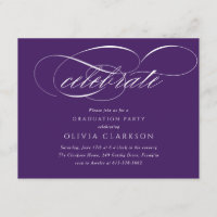 Purple Modern Élégant Script Graduation Party