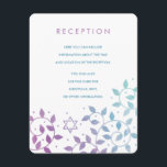 Carte D'accompagnement Purple moderne   Bat mitzvah Turquoise Insérer des<br><div class="desc">Le Bat mitzvah personnalisé insère des cartes pour la réception,  les directions ou d'autres informations. Doté d'une jolie couleur d'eau violet moderne et turquoise Star of David et tourbillonnante Arbre de vie feuilles.</div>