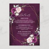 Carte D'accompagnement Purple Plum Blush Rose Roses Détails Mariage Enclo (Devant)