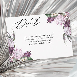 Carte D'accompagnement Purple Plum Boho Floral Détails du Mariage