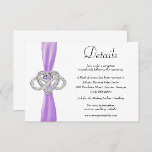 Carte D'accompagnement Purple Ribbon Infinity Heart Détails du Mariage