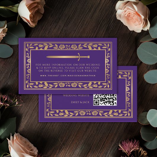 Carte D'accompagnement Purple Royal Sword Mariage Website RSVP QR Code