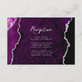 Carte D'accompagnement Purple Silver Agate Script Wedding Reception (Devant)