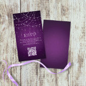 Carte D'accompagnement Purple String Lights QR Code Wedding RSVP