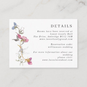 Carte D'accompagnement Purple & Violet Sweet Pea Détails du Mariage Enclo