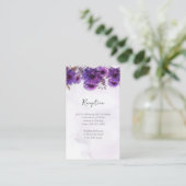 Carte D'accompagnement Purple Watercolor Chrysanthemum Wedding Reception (Debout devant)