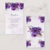 Carte D'accompagnement Purple Watercolor Chrysanthemum Wedding Reception (Devant / Derrière)