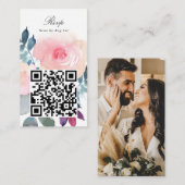 Carte D'accompagnement QR Code Aquarelle Blush Pink Floral Website RSVP (Devant / Derrière)
