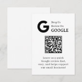 Carte D'accompagnement QR Code Avis Google | Lien de retour d'information (Devant / Derrière)
