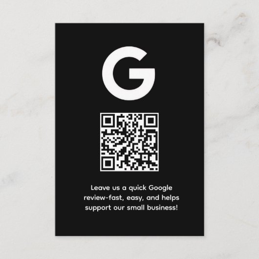 Carte D'accompagnement QR Code Avis Google | Lien de rétroaction d'entrep (Devant)