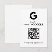 Carte D'accompagnement QR Code Avis Google | Lien de rétroaction pour les (Devant / Derrière)
