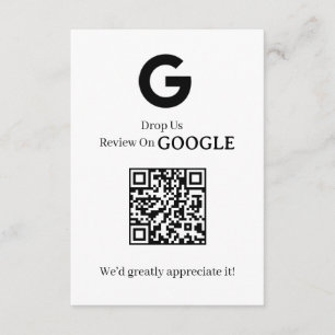Carte D'accompagnement QR Code Avis Google Lien de rétroaction pour les
