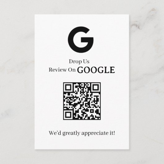 Carte D'accompagnement QR Code Avis Google | Lien de rétroaction pour les (Devant)