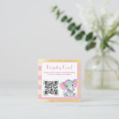 Carte D'accompagnement QR Code Baby Elephant Registry Gold Pink Card (Debout devant)